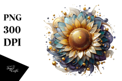 Glossy Sunflower, Round Watercolor Splash Product Image 1