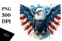 Watercolor Bald Eagle Patriotic USA Colors Product Image 1