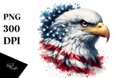 Watercolor Bald Eagle Patriotic USA Colors Product Image 3