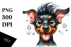 Happy Doberman Pinscher Drawing, PNG Product Image 1