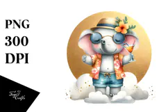 Stylish Elephant in Beachwear PNG Product Image 1
