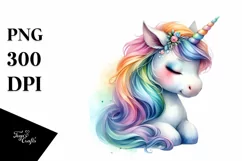 Colorful Baby Unicorn Napping On Star | Sublimation | Product Image 1