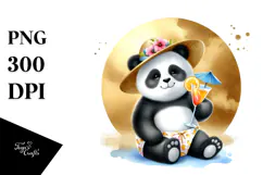 Cute Panda with Cocktail, High-Res PNG Product Image 1