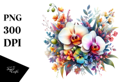 Abstract Floral Frame with Orchid PNG Product Image 1