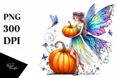 Fairy Pumpin in Vibrant Drawing | Sublimation | Clipart Product Image 3