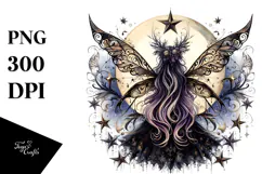 Gothic Fairy on Star View PNG Product Image 1