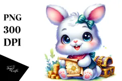 Smiling Baby Bunny Treasure Map PNG Product Image 1