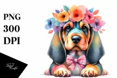 Colorful Bloodhound Centered Near | Sublimation | Clipart Product Image 1