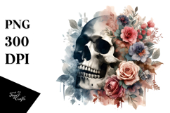 Digital Painting Skull with Grungy Flowers Product Image 1