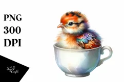Vibrant Baby Pheasant in a Cup | Summer Clipart Product Image 1
