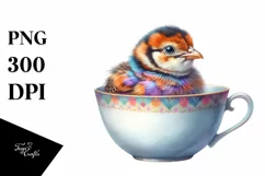 Vibrant Watercolor Baby Pheasant in a Cup Product Image 3