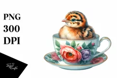 Vibrant Watercolor Baby Pheasant in a Cup Product Image 3