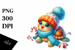 Cute Baby Turtle Winter PNG Product Image 1
