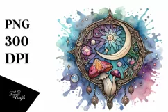 Pastel Stained Mystical Mushroom Watercolor Splash, Product Image 1