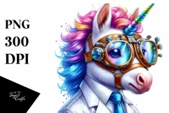 Colorful Unicorn with Scientist's Goggles, PNG Product Image 3