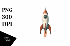 Vintage Watercolor Rocket, Transparent PNG Product Image 1