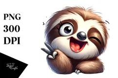 Goofy Cartoon Sloth PNG Product Image 1