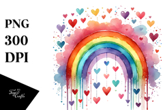 Colorful Rainbow with Hearts PNG Product Image 1