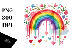 Colorful Rainbow with Hearts PNG Product Image 1