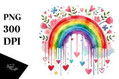 Colorful Rainbow with Hearts PNG Product Image 1