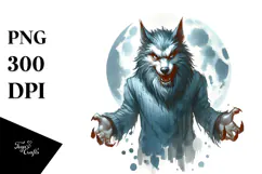 Funny Werewolf in Washed Watercolor PNG Product Image 1