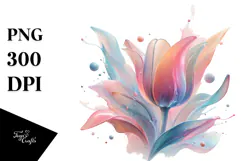 Glossy Tulip in Watercolor, Transparent PNG Product Image 1