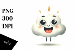 Expressive Cloud with Excited Goofy Smile PNG Product Image 3