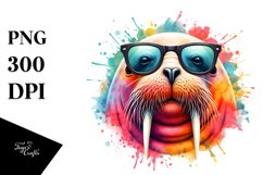 Quirky and Vibrant Walrus Sunglasses Clipart Product Image 3
