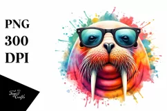 Quirky and Vibrant Walrus Sunglasses Clipart Product Image 3