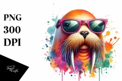 Quirky and Vibrant Walrus Sunglasses Clipart Product Image 3
