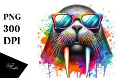 Quirky and Vibrant Walrus Sunglasses Clipart Product Image 1