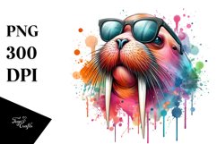 Quirky and Vibrant Walrus Sunglasses Clipart Product Image 1