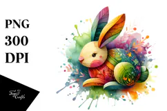 Colorful Wooden Bunny PNG Product Image 1