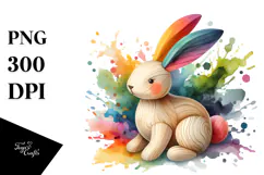 Colorful Wood Bunny PNG Product Image 1