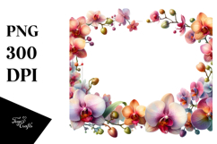 Colorful Horizontal Frame with Orchid, Transparent PNG Product Image 1