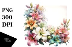 Colorful Lily Horizontal Frame | Sublimation Clipart Product Image 1