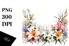 Colorful Lily Horizontal Frame | Sublimation Clipart Product Image 1