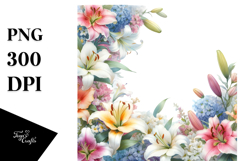 Colorful Lily Horizontal Frame | Sublimation Clipart Product Image 1