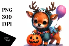 Cute Halloween Elk Sticker | Sublimation Clipart Product Image 1