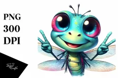 Funny Dragonfly Portrait Watercolor Splash | Clipart Product Image 3