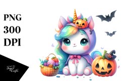 Vibrant Drawing of Baby Unicorn Dressed for Halloween Product Image 3