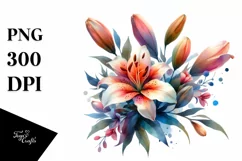 Colorful Lily with Glossy Petals PNG Product Image 3