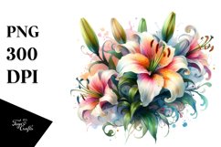 Colorful Lily with Glossy Petals PNG Product Image 3