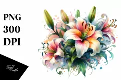 Colorful Lily with Glossy Petals PNG Product Image 3