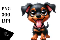 Happy Doberman Pinscher, Watercolor PNG Product Image 1