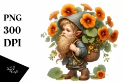 Detailed Gnome Nasturtium Bouquet | Clipart Product Image 1