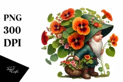 Detailed Gnome Nasturtium Bouquet | Clipart Product Image 1