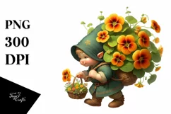 Detailed Gnome Nasturtium Bouquet | Clipart Product Image 1