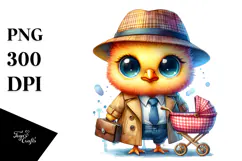 Crazy Baby Chicken Detective PNG Product Image 1