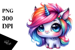 Cute Unicorn with Cool Haircut PNG Product Image 1